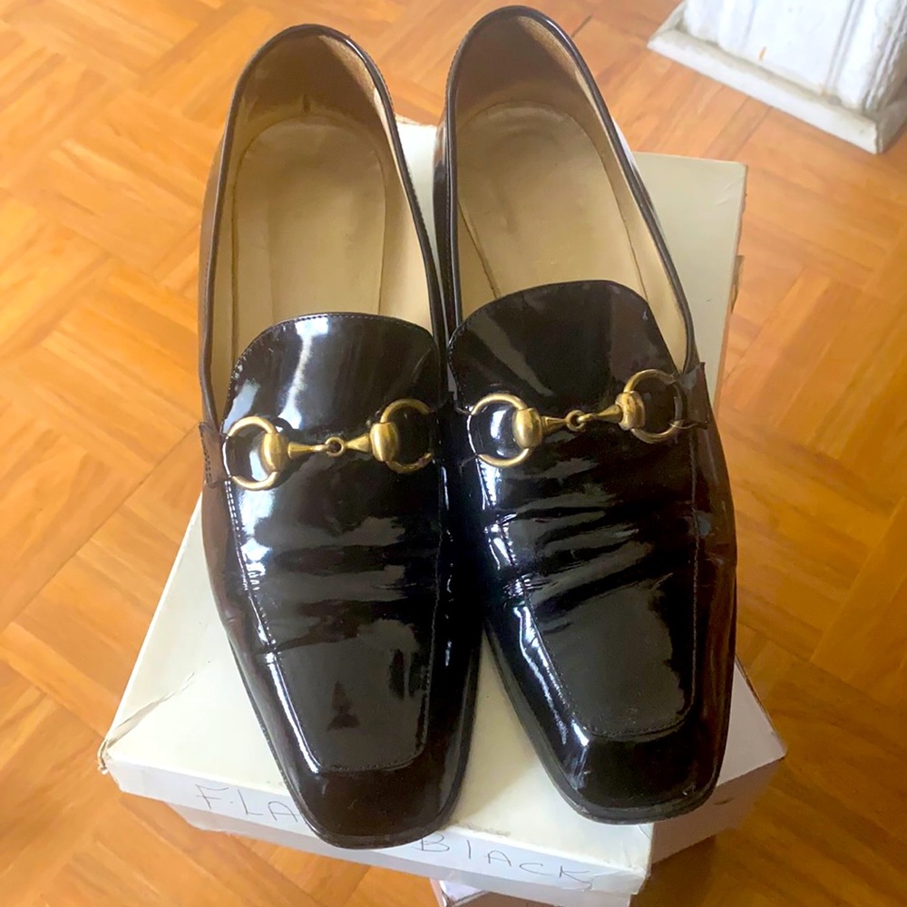 Black Patent Leather Loafers Size 9